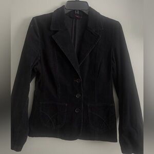 American Exchange Black Jacket Corduroy Button Blazer Pocket Y2K Retro Large